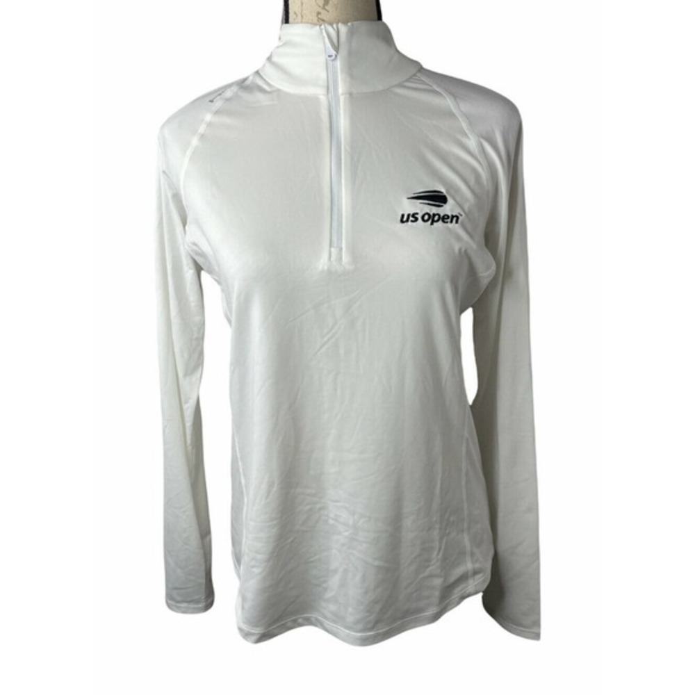 RLX Ralph Lauren Polo White Athletic Half Zip US Open Long Sleeve Size M‎